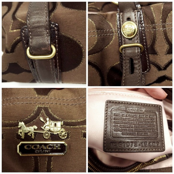 Coach Mia Handbag Signature Jacquard Sateen Satchel Bag Purse Brown Style 15402 - Picture 9 of 11